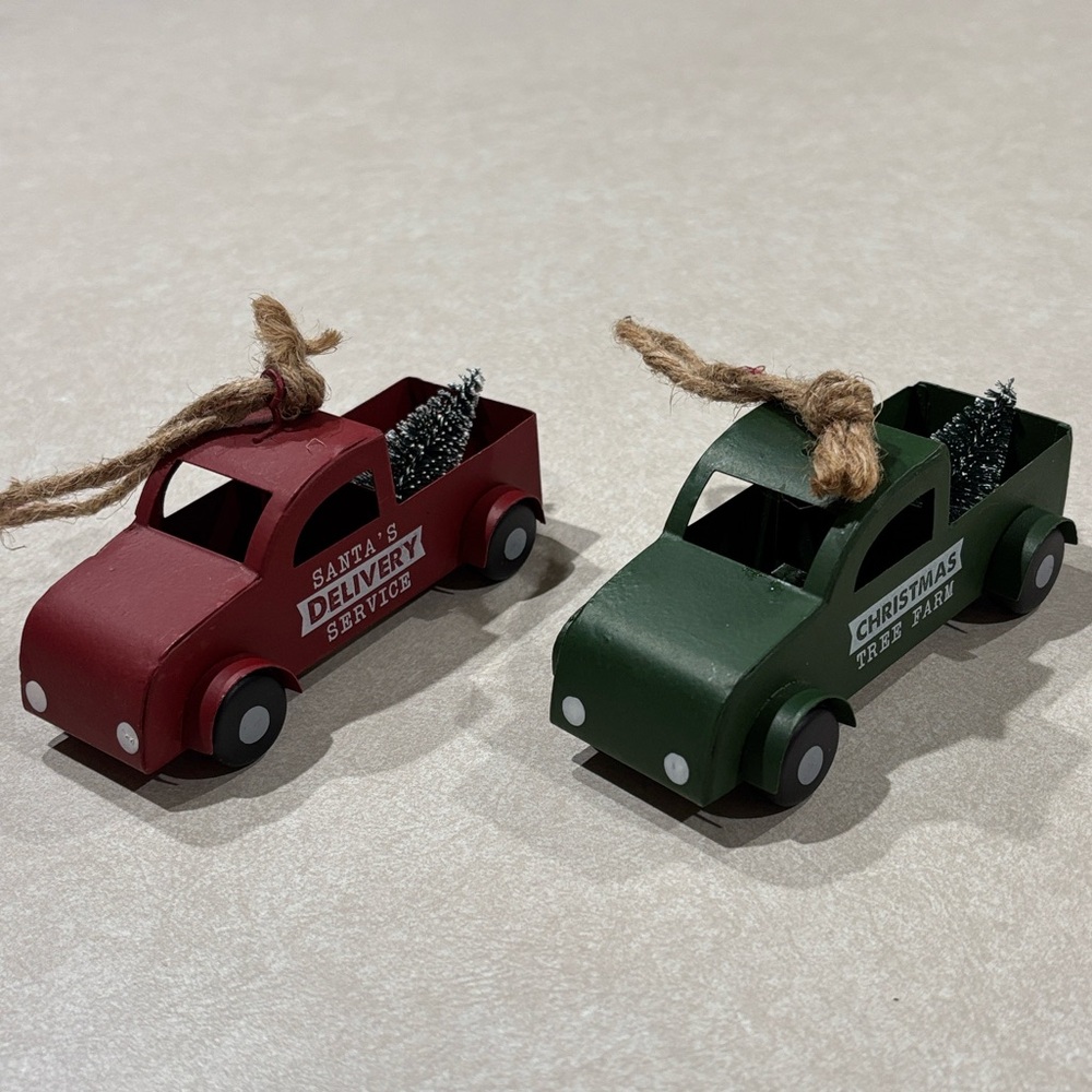 Mud Pie Festive Toy Trucks - Red and Green Ornaments